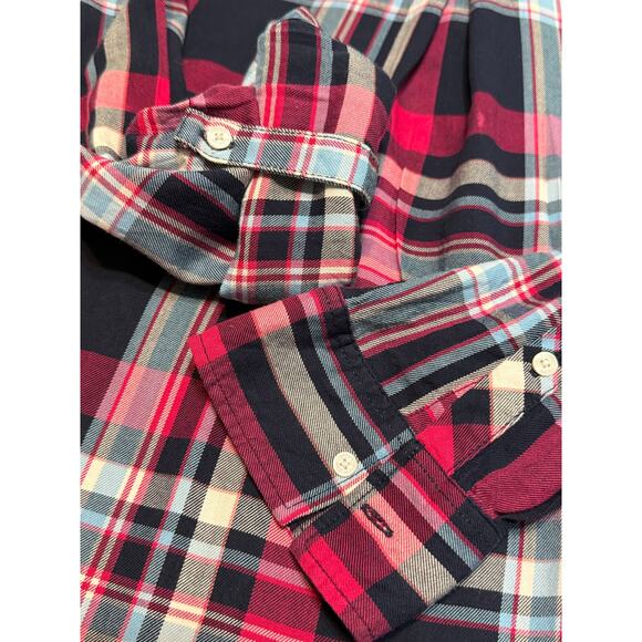 Tommy Hilfiger Tunic Blouse Button-Up Long Sleeve Women’s L Navy/Fuchsia/White - Picture 4 of 9